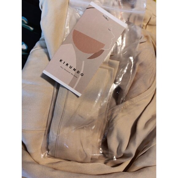 KIRUNDO Women's XL Apricot Summer Halter Neck Sleeveless Mini Dress Pleated NWT - Picture 9 of 9